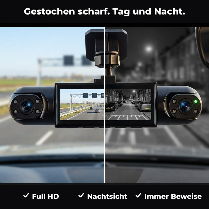 4-channel dash cam with night vision, GPS and 360° coverage