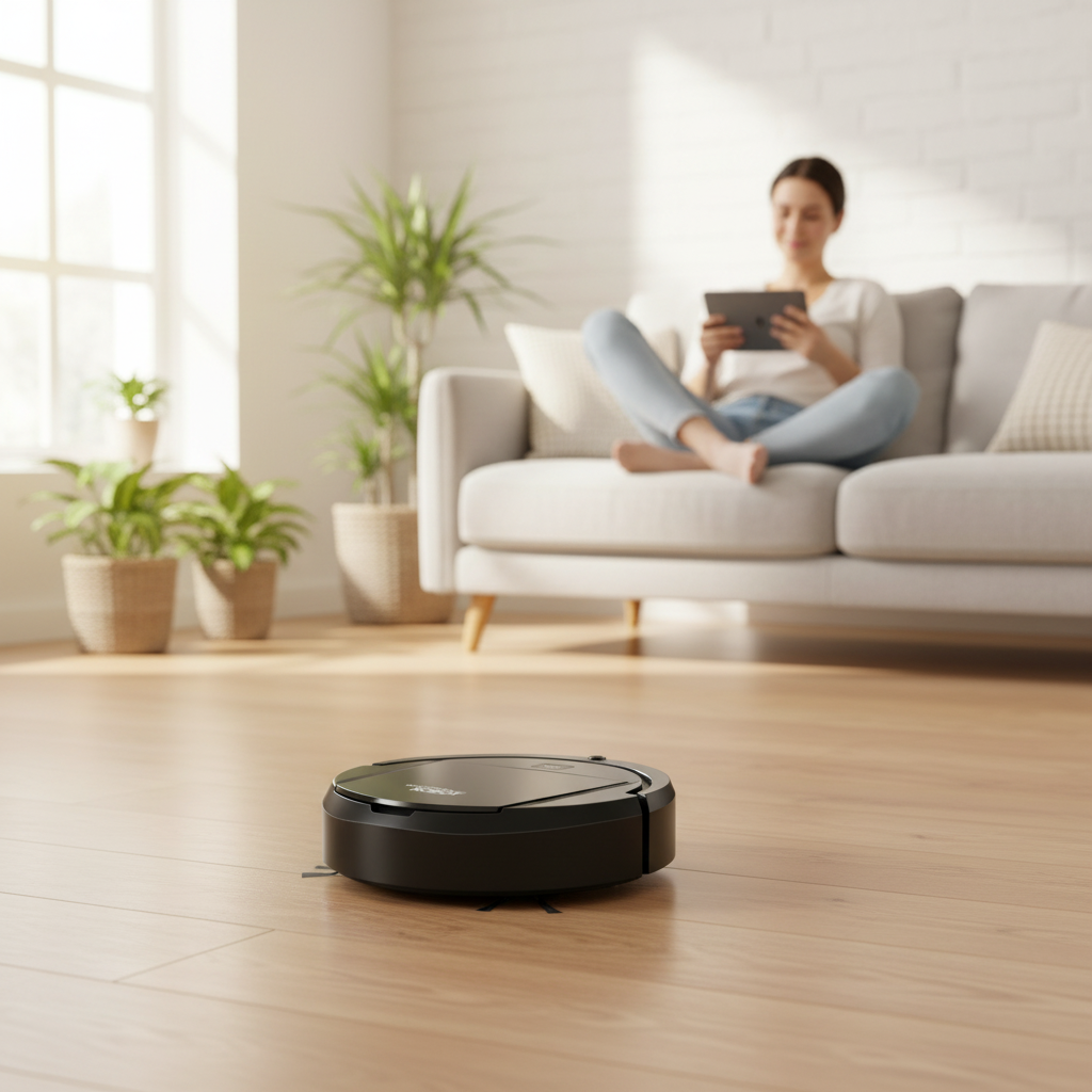 Robot Vacuum Cleaner with Automatic Navigation and Dual Side Brushes