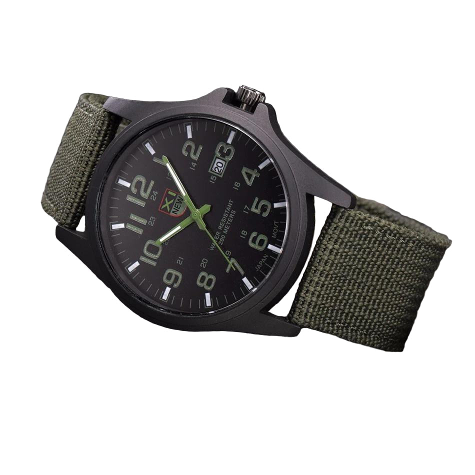 Rugged Military Watch for Men with Stopwatch and Light