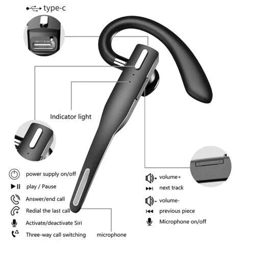 RoadMic Pro - Bluetooth 5.1 Wireless Headset with Dual Microphone