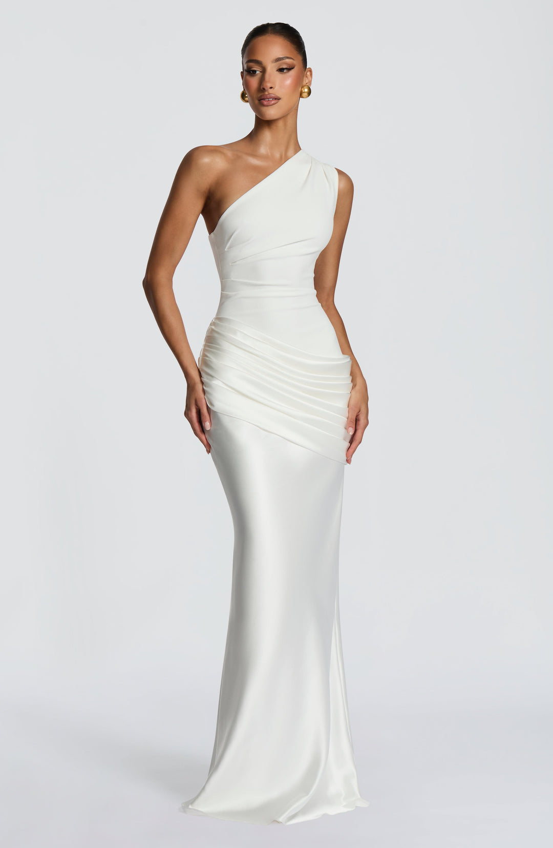Abbey One-Shoulder Satin Maxi Dress
