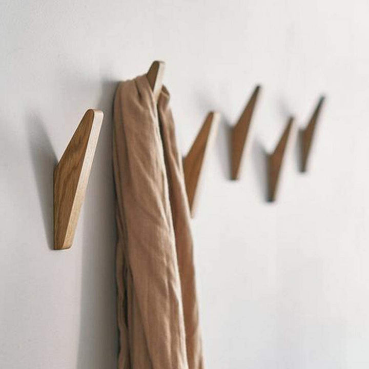 Minimalist Wooden Wall Hooks for Home – Set of 6