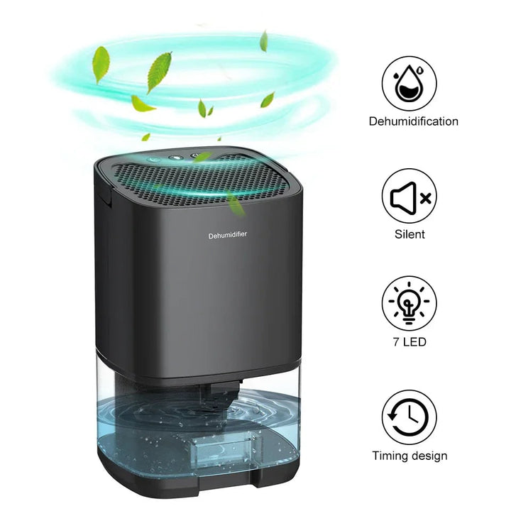 Small Dehumidifier for Bedroom and Room with 1000ml Tank Night Light and Air Purifier
