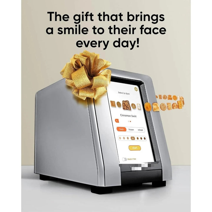 Smart Touchscreen Toaster Two Slice Panini Press Warming Rack Metal Digital