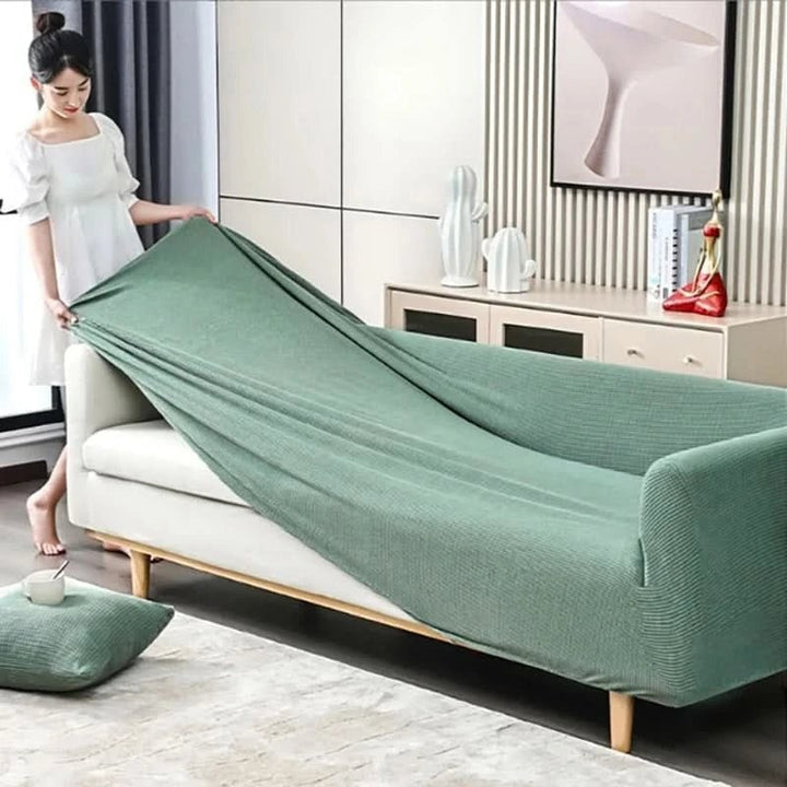 Sofa Cover Slipcover for Couch with Ribbed Jacquard and Non-Slip Backing Cat Protector