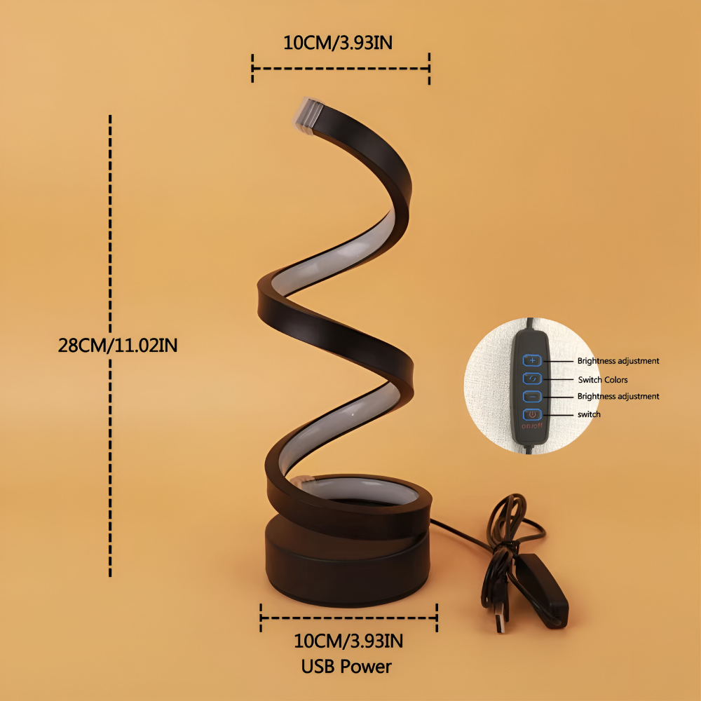 Spiral LED Table Lamp with Adjustable Color Temperature for Desk and Dining Room
