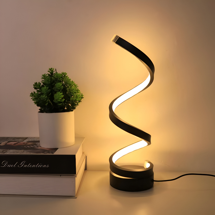 Spiral LED Table Lamp with Adjustable Color Temperature for Desk and Dining Room