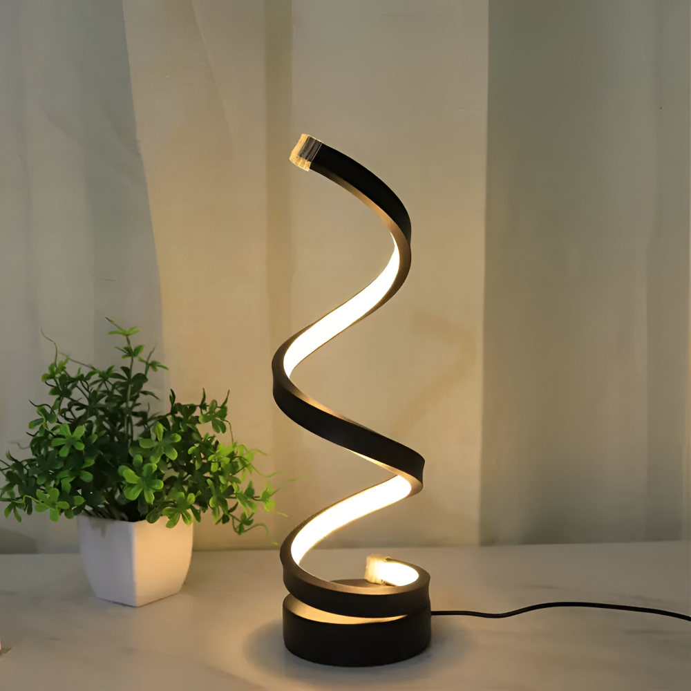 Spiral LED Table Lamp with Adjustable Color Temperature for Desk and Dining Room
