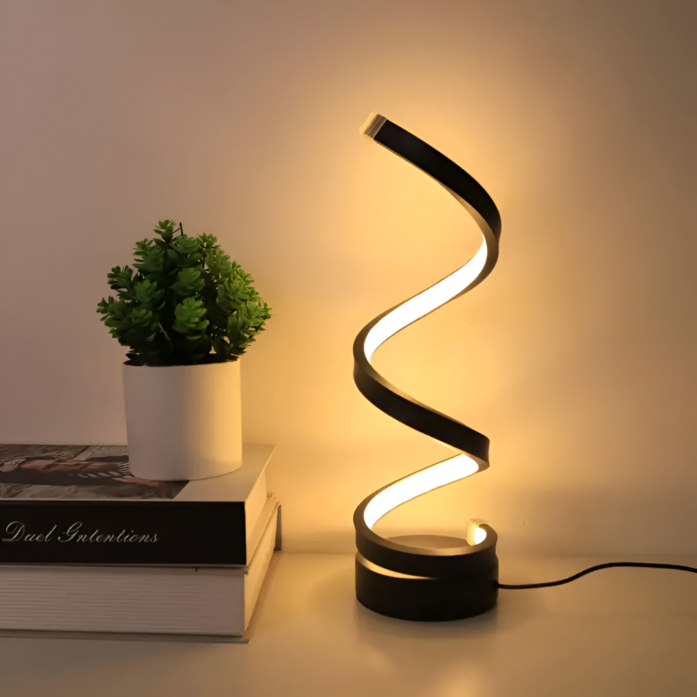 Spiral LED Table Lamp with Adjustable Color Temperature for Desk and Dining Room