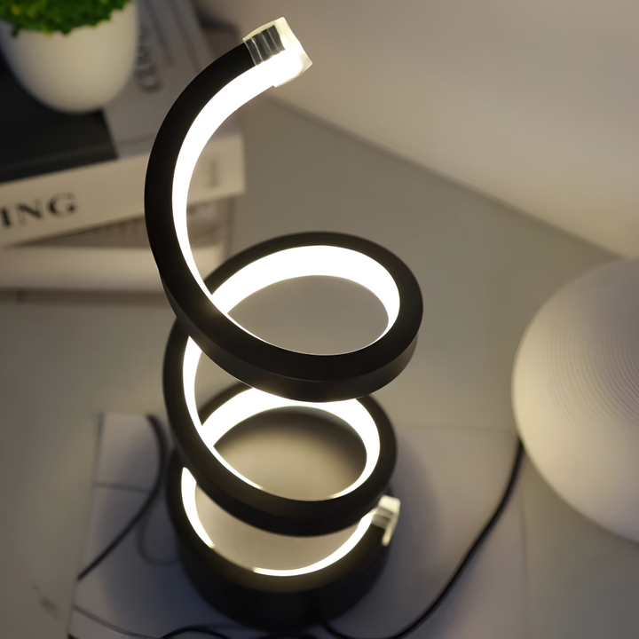 Spiral LED Table Lamp with Adjustable Color Temperature for Desk and Dining Room