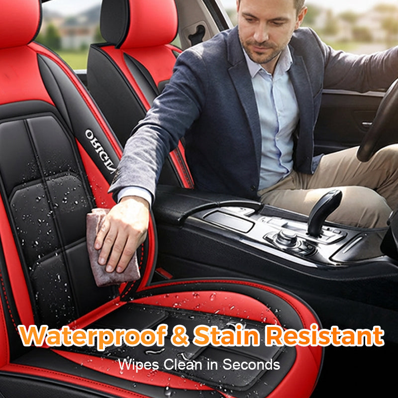 Car Front Seat Covers, 2-Piece PU Leather Set with Universal Fit