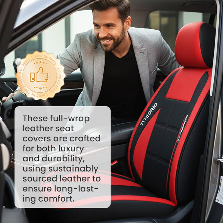 Car Front Seat Covers, 2-Piece PU Leather Set with Universal Fit