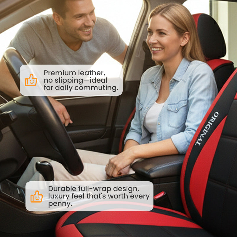 Car Front Seat Covers, 2-Piece PU Leather Set with Universal Fit