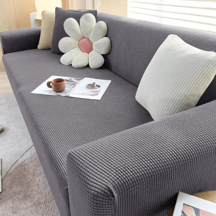 Stretch Sofa Cover and Cotton Slipcovers with Elastic Waffle Knit Texture for Three Seater Couch