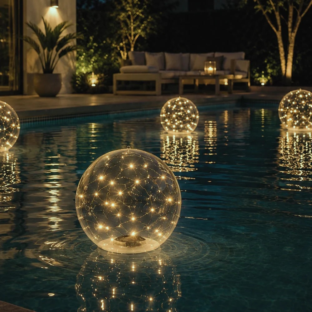 Swimming Pool Lights LED Floating Inflatable Solar with Fairy and Hand Pump