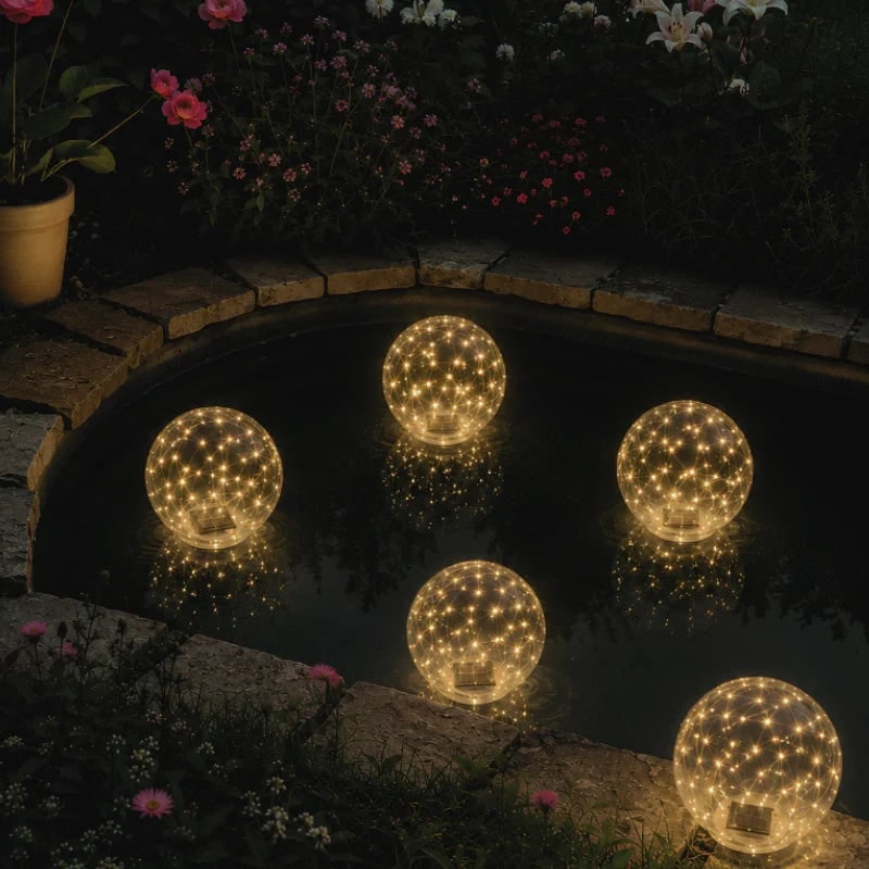Swimming Pool Lights LED Floating Inflatable Solar with Fairy and Hand Pump