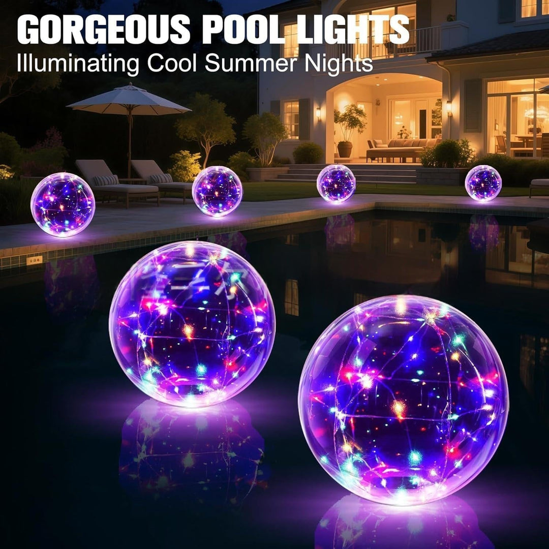 Swimming Pool Lights LED Floating Inflatable Solar with Fairy and Hand Pump