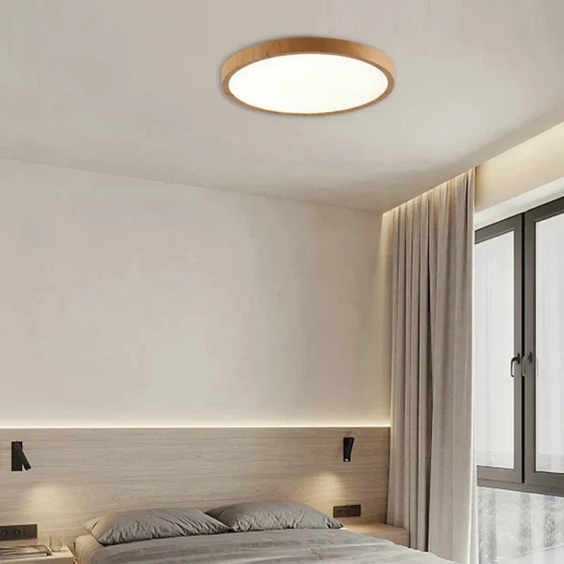 Ultra-Thin Round Walnut Wood Ceiling Light for Elegant, Modern Spaces