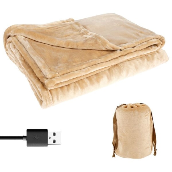 USB Heated Blanket Throw with Cordless Portable Design and Fleece Fabric Queen Size