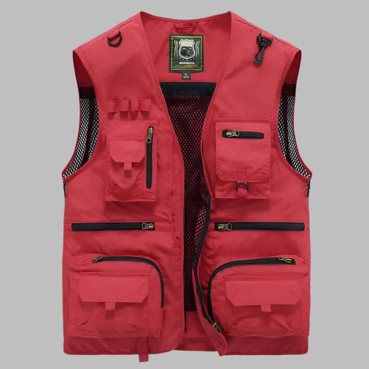 Utility Vest with Multiple Pockets and Mesh Lining for Fishing Travel and Work Lightweight