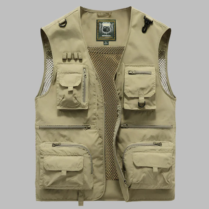 Utility Vest with Multiple Pockets and Mesh Lining for Fishing Travel and Work Lightweight