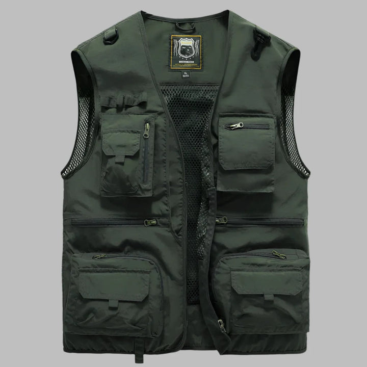 Utility Vest with Multiple Pockets and Mesh Lining for Fishing Travel and Work Lightweight