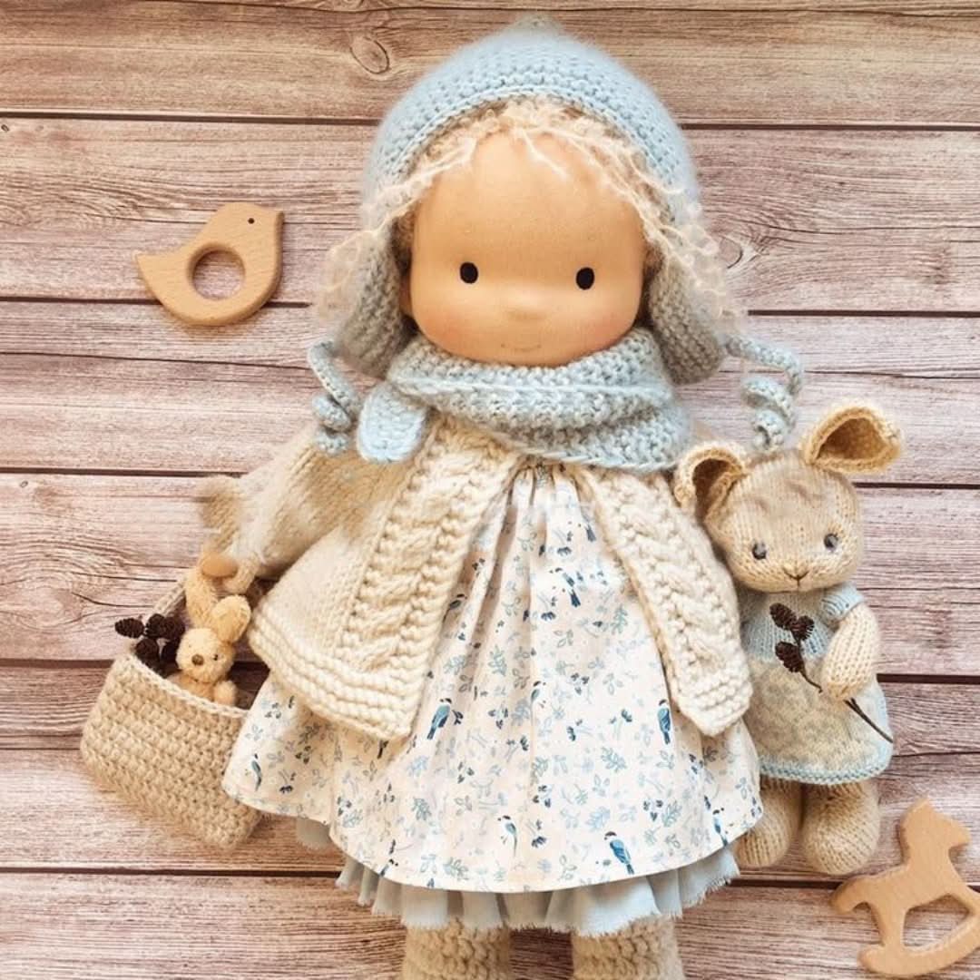 Handmade Waldorf Doll Made of Natural Materials – 30 cm