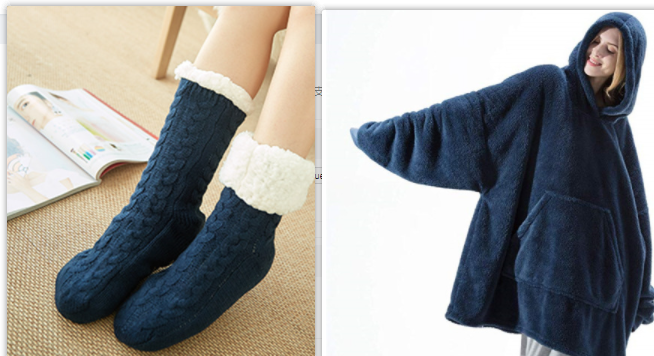 Wearable Blanket Hoodie with Oversized Fleece and Kangaroo Pocket