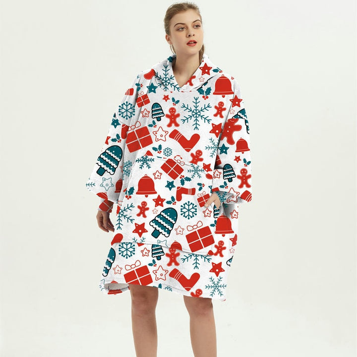 Wearable Blanket Hoodie with Sherpa Lining Oversized Fleece Pullover