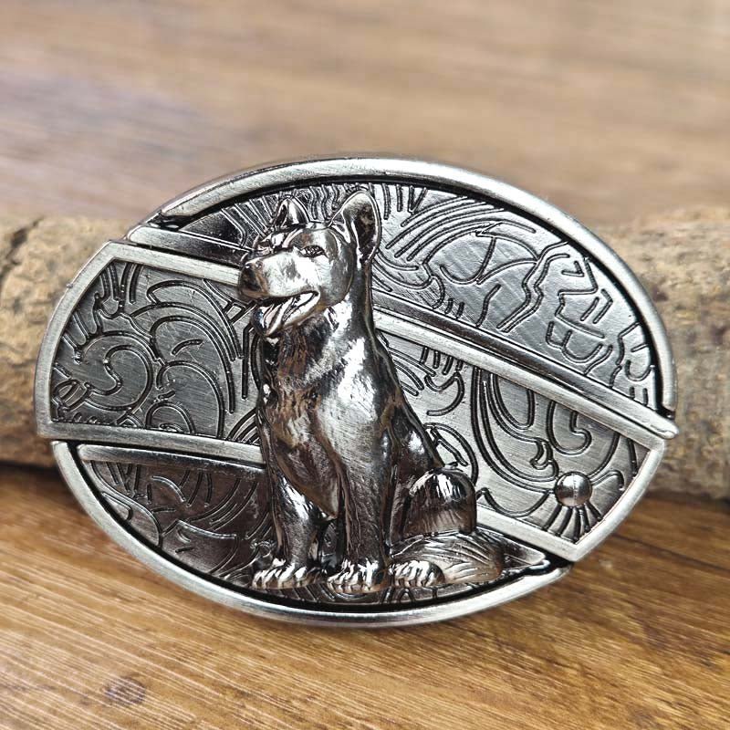 Oval Belt Buckle with Bull Skull and Hidden Knife