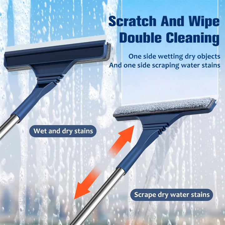 Window Squeegee and Microfiber Cleaner with Telescopic Handle for Streak-Free Cleaning