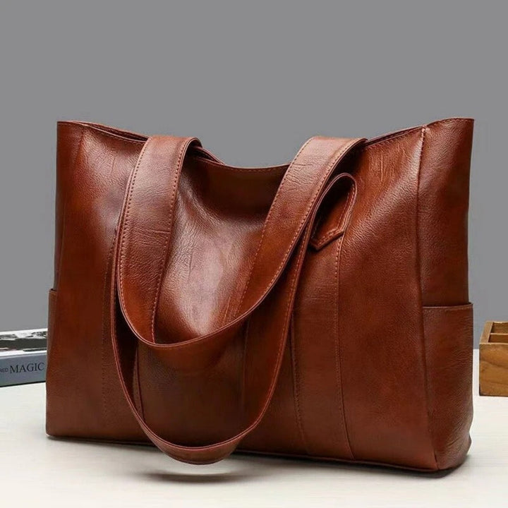 Women's Leather Shoulder Bag with Spacious Side Pockets